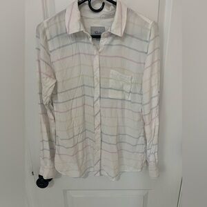 Women’s Rails Rocsi Rainbow Pastel Stripe White Button-down Shirt